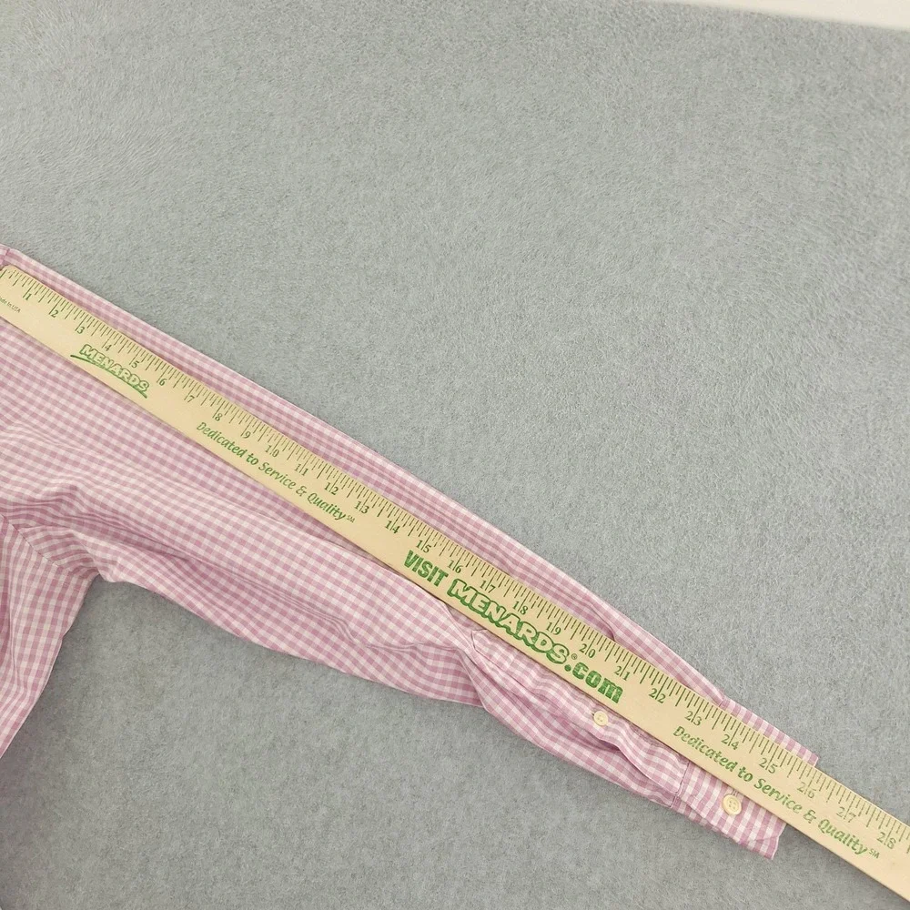 Banana Republic Dress Shirt Mens 2XL Pink Gingham Classic Non Iron Button Down